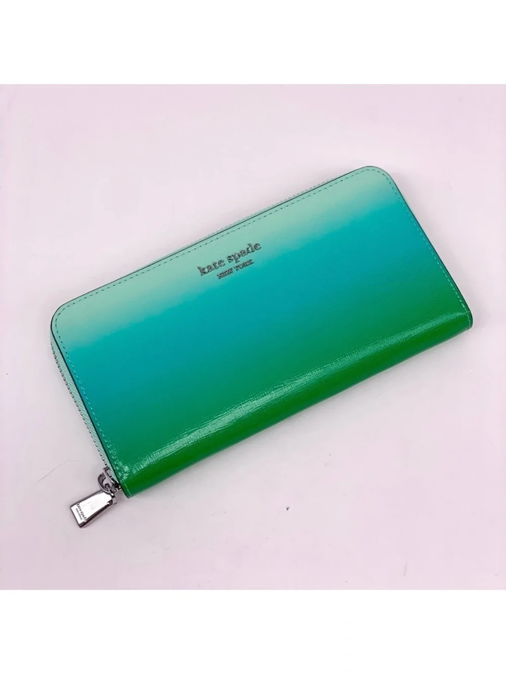 Kate Spade Morgan Ombre Zip Continental Wallet Mint Liqueur Green NWT